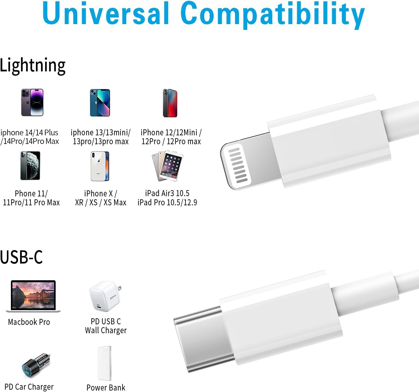 USB C to Lightning Cable 3Pack