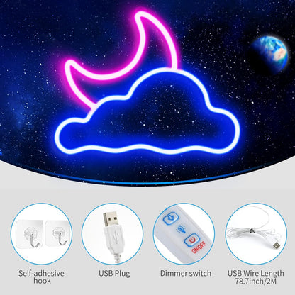 Neon Sign - Cloud and Moon Led Neon Light